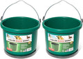 Farm Innovators HB-60 9 Quart 2 Gallon Plastic Heated Bucket w/Metal Handle, Built in Thermostat, & Anti Chew Cord Protector, 60 Watt, Green (2 Pack)