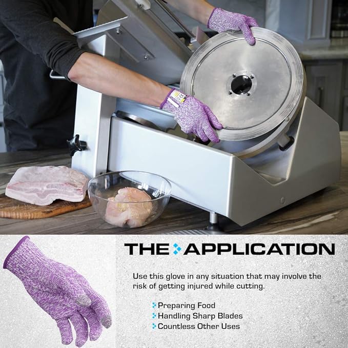 Glove Station Ultra Durable Series Cut Resistant Gloves - Cutting Gloves for Chefs, BBQ and Cooking - Level 5 Protection, Food Grade Safe Cut - Purple, X-Large Size