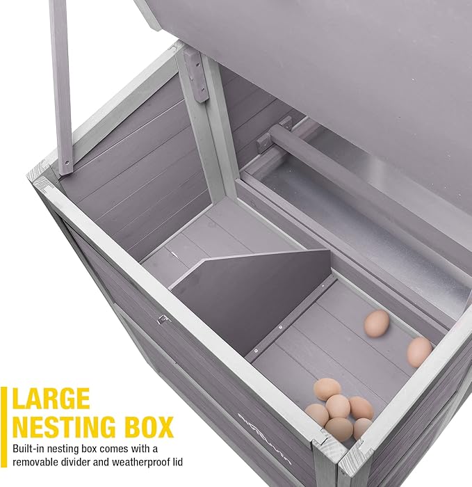 Aivituvin Outdoor Wooden Chicken Coop Hen House, Multi-Level Poultry Cage w/Ramps, Run, Nesting Box, Removable Tray, Weather-Proof Chicken Cage Large