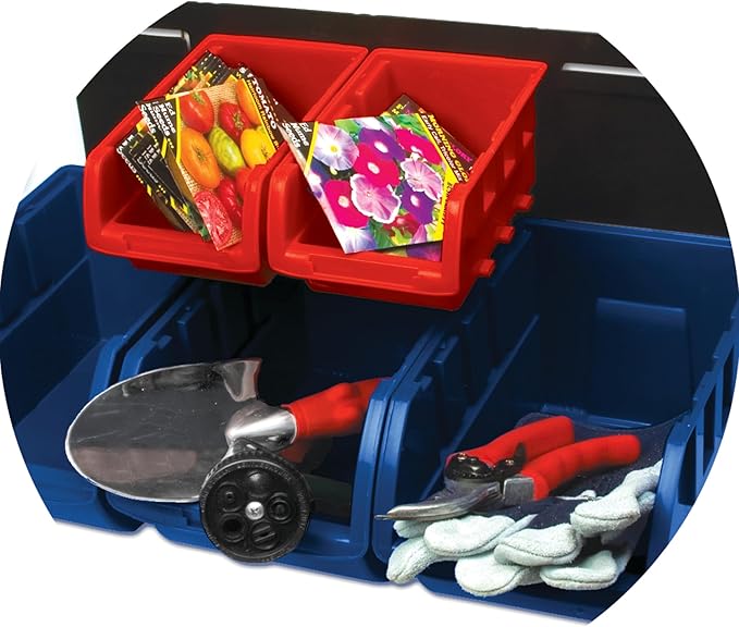 Performance Tool W5190 10-Bin Wall Mount Storage Rack, Blue