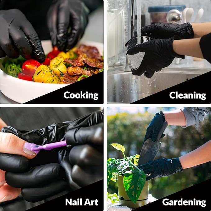 PROMEDIX P Heavy Duty Nitrile Gloves,6mil-100 Count,Black Disposable Cooking Gloves,Latex Free,Powder Free