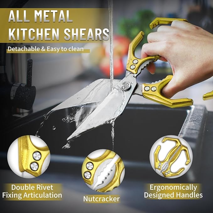 Dream Reach Heavy Duty Poultry Shears Kitchen Scissors for Food with Ergonomic Handle, Japanese High-Carbon Steel Cooking Scissors for Kitchen, Chicken, Meat, Seafood, Bone Cutting Christmas Gifts