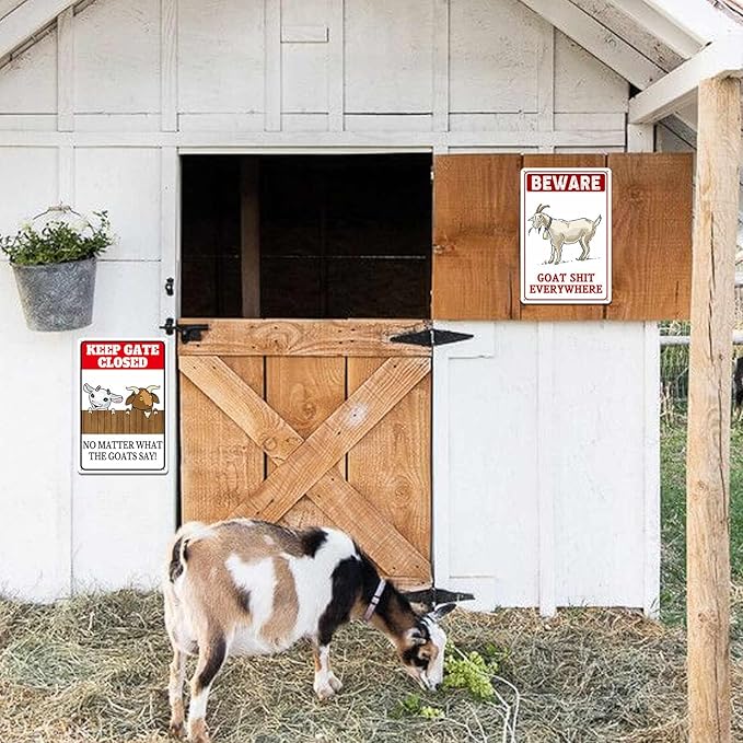 Beware Goat Shit Everywhere Sign Keep Goat The Close Signs Funny Metal Signs For Outside Goat Decor Goat House Sign Vintage Metal Tin Signs 8x12 Inch