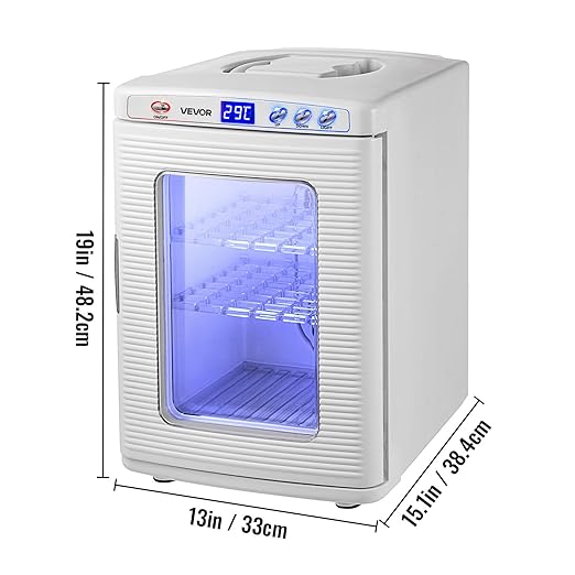 Happybuy White Reptile Incubator 25L Scientific Lab Incubator Digital Incubator Cooling and Heating 5-42°C Reptile Egg Incubator 12V/110V Work for Small Reptiles