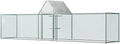 Chicken Coop Large Metal Chicken House/Pen for 15-20 Chickens, Outdoor Walk-in Poultry Cage Spire Shape for Ducks, Rabbits, Dogs Etc, Silver (196.85" L x 39.37" W x 59" H)