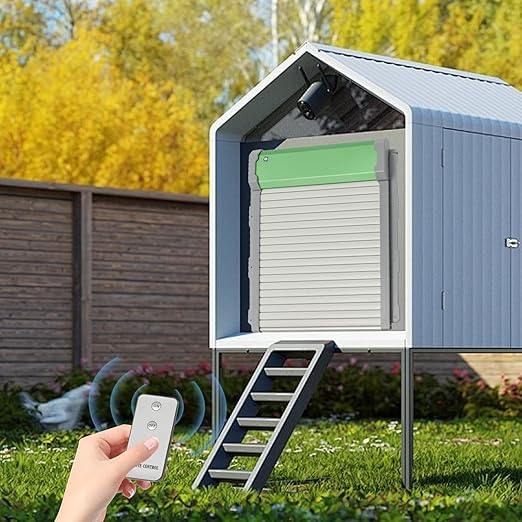 Automatic Chicken Coop Door, Solar Powered Chicken Coop Doors with Light Sensor, LCD Screen Electric Auto Chicken Coop Door, Aluminum Solar Chicken Door, Anti-Pinch, Weatherproof