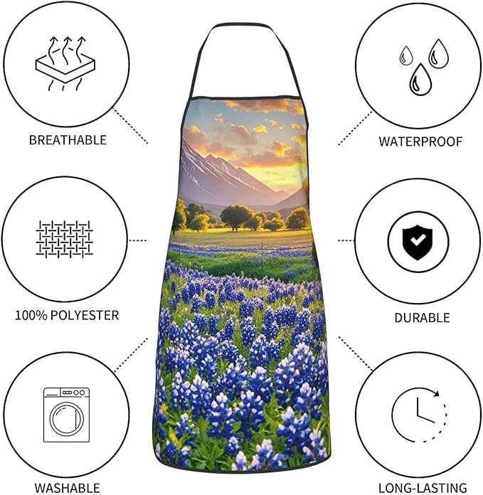 Waterproof Apron Adjustable Bib for Women Men Tractor farm Cooking Aprons Chef Bibs with 2 Pocket