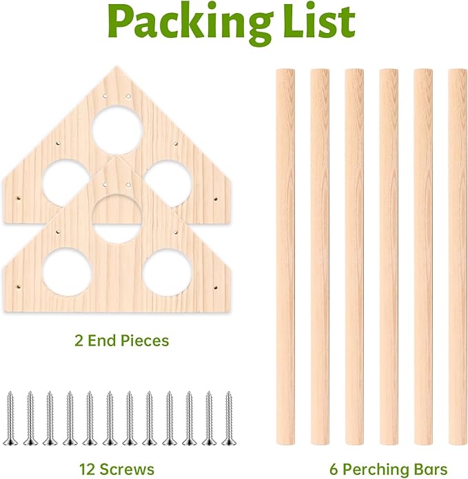Wooden Chick Roosts Chick Perch, Non-Rotating Chicken Roosting Bar, Solid Fir Wood Splinter-Free Brooder Perch Stand for Chicks, Chicken Coop Jungle Gym Training Toy