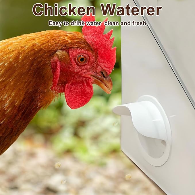 6pcs Chicken Feeder Kit with Hole Saw, Heavy Duty Rainproof & No-Waste DIY Automatic-Feeding Gravity System for Buckets/Troughs