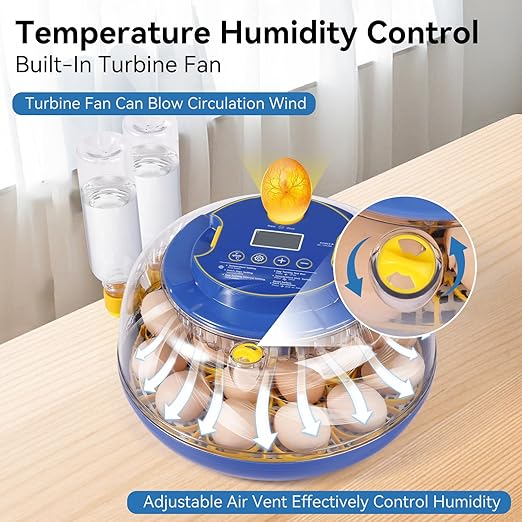 18 Egg Incubators for Hatching Eggs, Chicken Egg Incubator with Automatic Egg Turning and Temperature Humidity Control, 360° Clear View Lid or Home, Farm, Classroom, Hatching Chicken, Duck,Quail,Goose