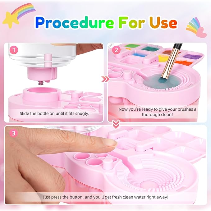 Paint Brush Cleaner Tool - Brush Washer Painting Station, Paintbrush Cleaners Water Dispenser Circulation, Easter Art Acrylic Cleaning Watercolor Rinser for Kids Adult Artist