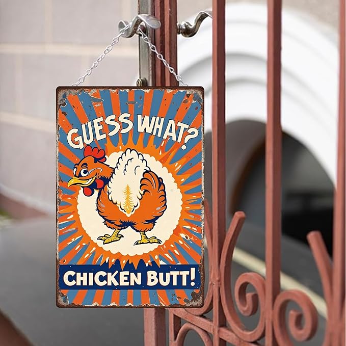 Chicken Metal Tin Sign Vintage Retro Poster Wall Art Chicken Decor for Chicken Coops Farms Yard Home Bar Cafe Garage or Office - Thoughtful Chicken Gift Idea