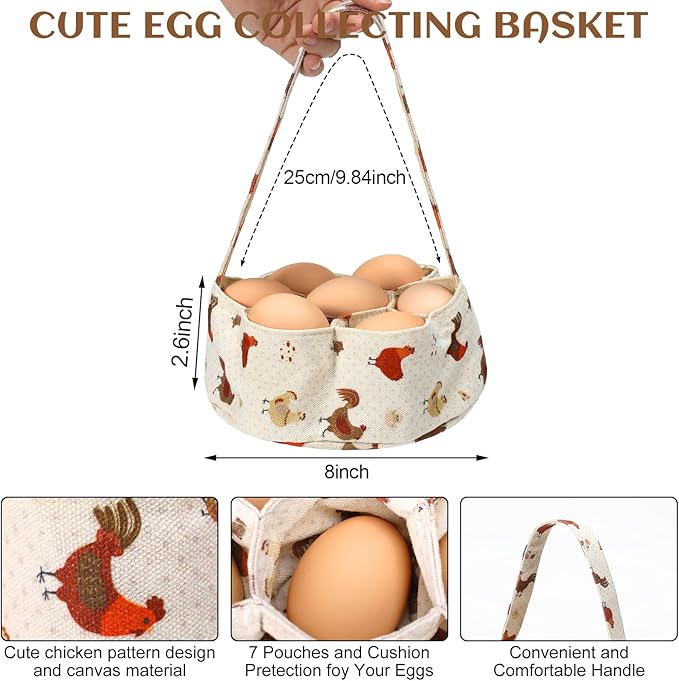 2 Pcs Egg Collecting Apron Chicken Egg Gathering Basket with 7 Pouches Holding Apron with 15 Pockets