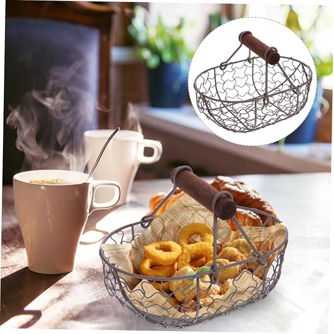 Creative Retro Storage Basket Eggs Vintage Style Holder Farmhouse Wire Basket Countertop Decorative Collecting Container