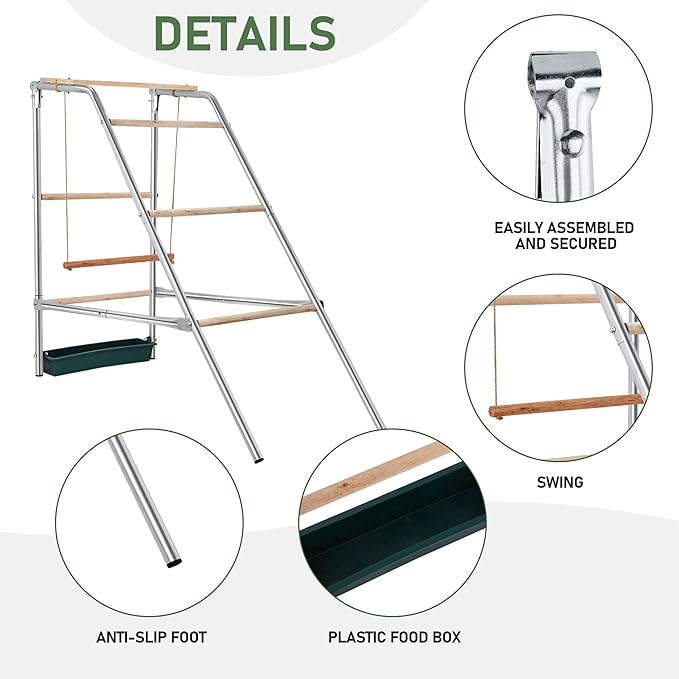 Chicken Roosting Perch and Bars with Leg Bands for Coop - Perfect for Backyard & Farm Poultry Hens, Chicken Run, Easy to Assemble and Clean