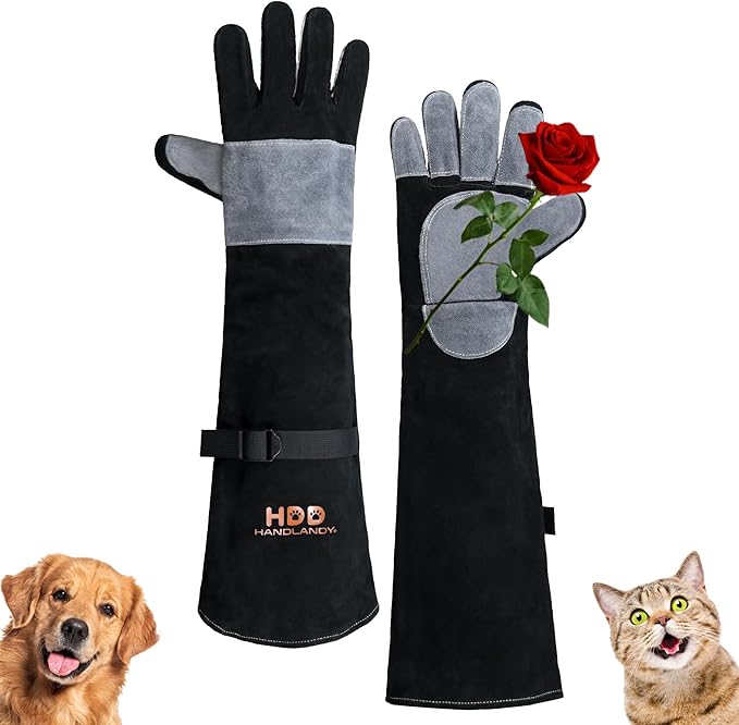 HANDLANDY 24 Inches Animal Handling Gloves Bite-Proof, Scratch-Resistant, Pet Gloves for Dogs, Cats, Falconry, Gardening