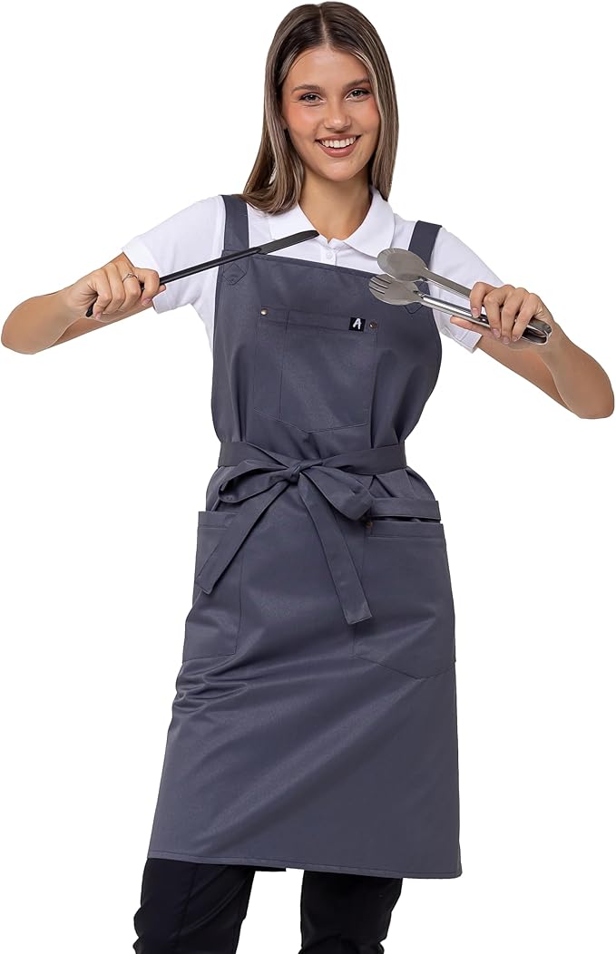 Aquasafe Water-Repellent Cross-Back Bib Apron - Unisex One Size