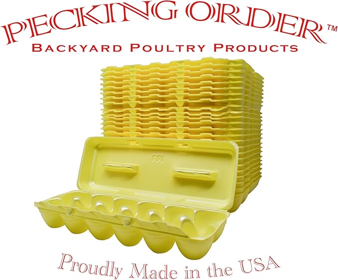 Foam Egg Cartons 25 Pack – Yellow – Made in USA – Reusable 12-Egg Cartons for Chicken Eggs