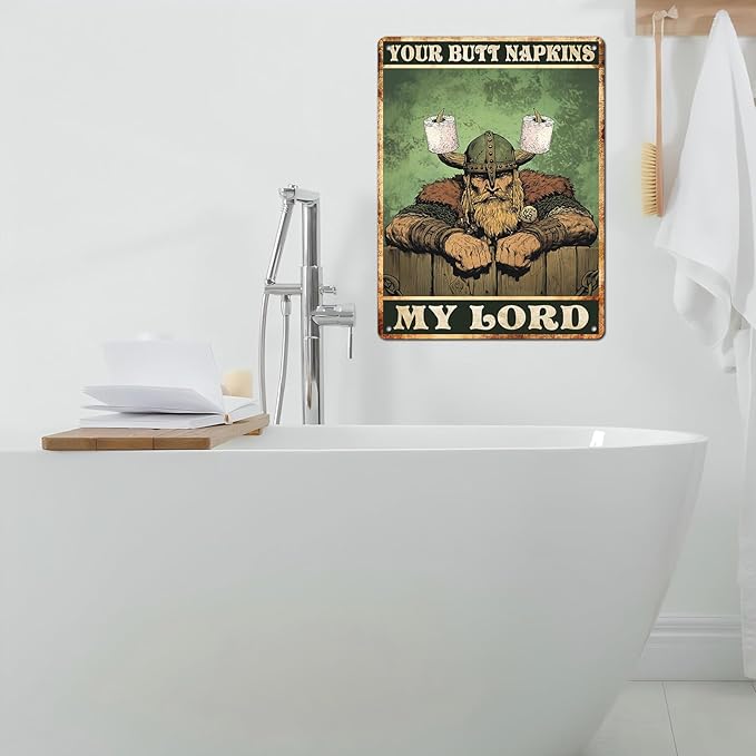 Vintage Tin Sign Your Butt Napkins My Lord Retro Wall Decor Decorations for Home Funny Poster Indoor Store Cafe Toilet Bathroom Restroom Bar Pubs Farmhouse Farm Shop Man cave 12 * 16inch