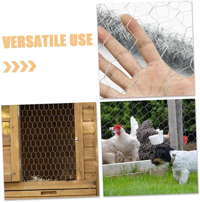 POPETPOP 1Roll Galvanized Chicken Coop Wire Fence X Heavy Duty Poultry Netting for Garden Protection Weatherproof Mesh for Animal Enclosures Easy to Install