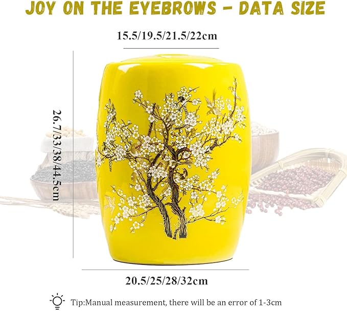 Ceramic Rice Storage Container, Large Ceramic Jar for Rice, Ceramic Rice Bucket with Lid Dispenser, Airtight Grain Storage Bin, Porcelain Kitchen Storage Box, Sealed Storage for Flour, Tea, Nuts(Yello