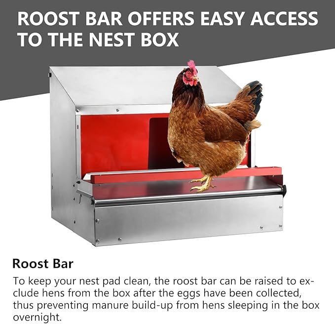 Nesting Boxes for Chickens - 24" Chicken Nesting Box - Reversable Egg Mount Roll Away Nesting Box - Roost Bar Nesting Boxes - Up to 20 Hen Chicken Laying Boxes - Nesting Boxes for Chicken coop