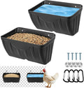 Chicken Feeder,Hanging Goat Feeders,Hanging Poultry Feeder for Sheep, Duck and Dog, Fence Feeder Trough Livestock Feeding Container, Chicken Coop Accessories, 2 Pack Black Chicken Feeder Waterer