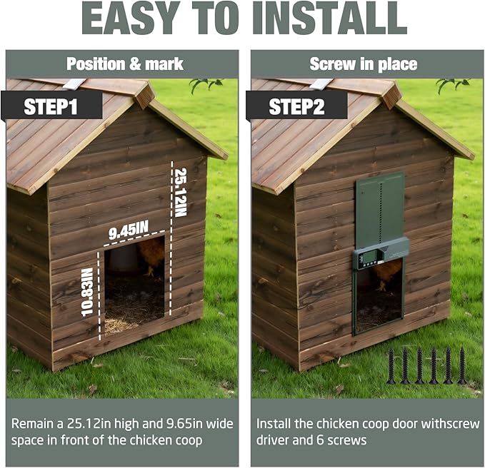 Large Automatic Chicken Coop Door, Solar Powered with Upgraded 4000mAh Battery, Light Sensor, Timer, Remote & Manual Control, Anti-Pinch Safety Auto Door for Chickens, Ducks & Geese, Blue
