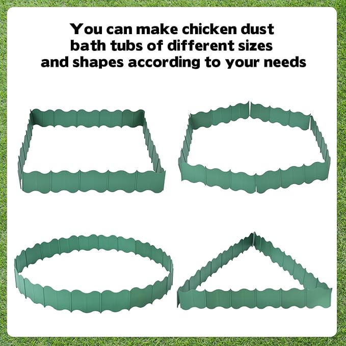 Large Chicken Dust Bath Tub, 40'' D * 5.5'' H Bottomless Design Round Adjustable Chicken Coop Cleaner Container Dust Bath Chicken Coop Lime Portable Farms Essential Chicken Coops Accessory