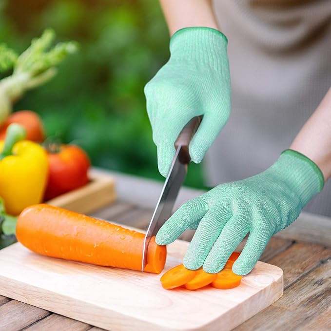 Evridwear Cut Resistant Gloves Food Grade Level 5 Kitchen Safety Protection (Medium, Green)