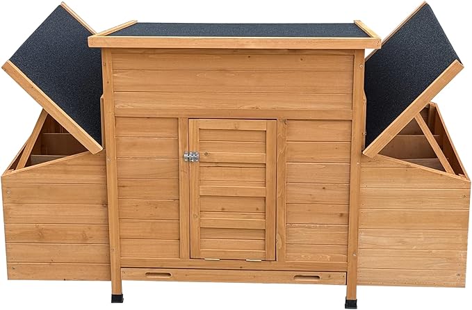 RUNVA Chicken Coop, Large Wooden Chicken Hutch with 6 Nesting Boxes, Outdoor Hen House,Small Animal Cages, Duck Houses