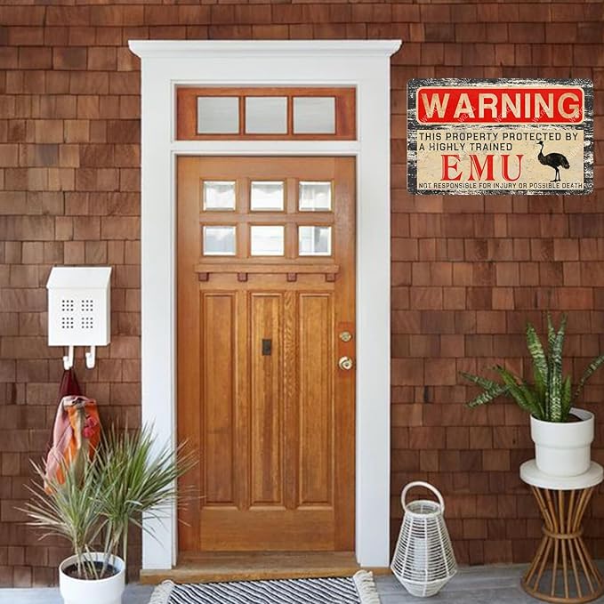 Emu Metal Warning Sign - Vintage Tin Aluminum Sign for Home Garden Yard Garage Street Outdoor 8×12 Inches