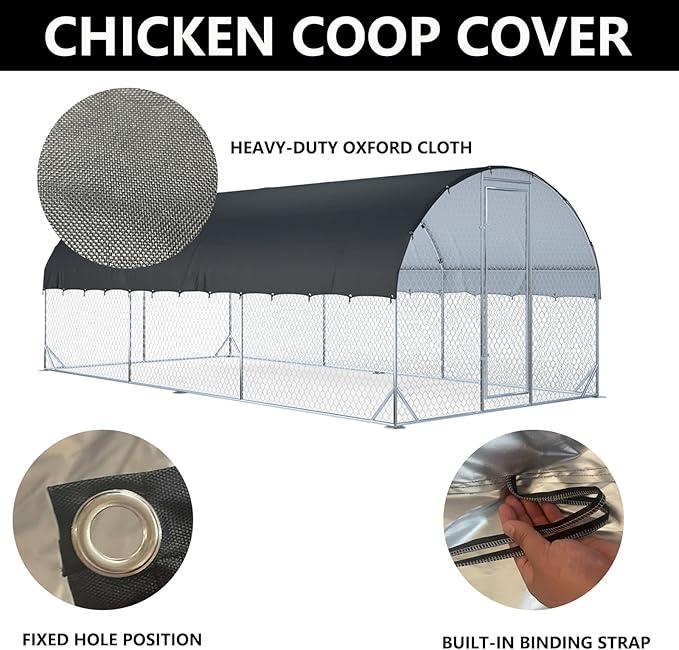 XCZ Chicken coop Cover. Equipped with Spherical Elastic Ropes, Suitable for Large Metal Chicken coops with Three Units. Chicken coop Sunshade Cloth, Waterproof and Sun-Proof. Only Cover