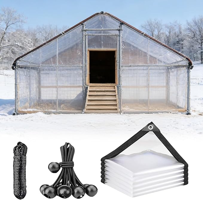 Heavy-Duty Chicken Coop Clear Tarp Waterproof Anti-Tear Cover with Metal Grommets 4x6 FT for Chicken Run, Poultry Cage, Patio Covering, Outdoor Farm Shed, Pheasantry Runway, Greenhouse & More
