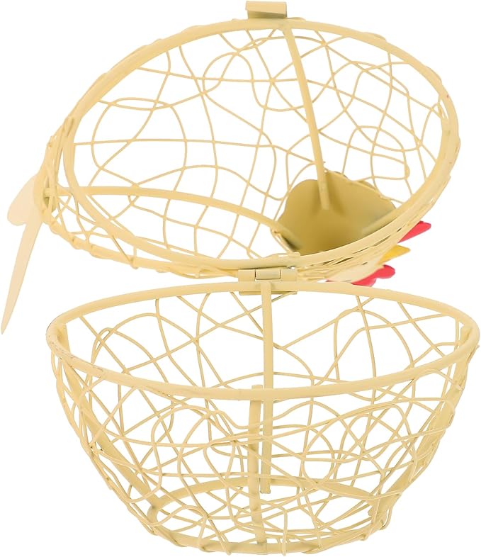 PRETYZOOM Chicken Basket for Eggs Wire Egg Holder Farm Fresh Egg Storage Container Decorative Chicken Styling Decoration for Kitchen and Dining