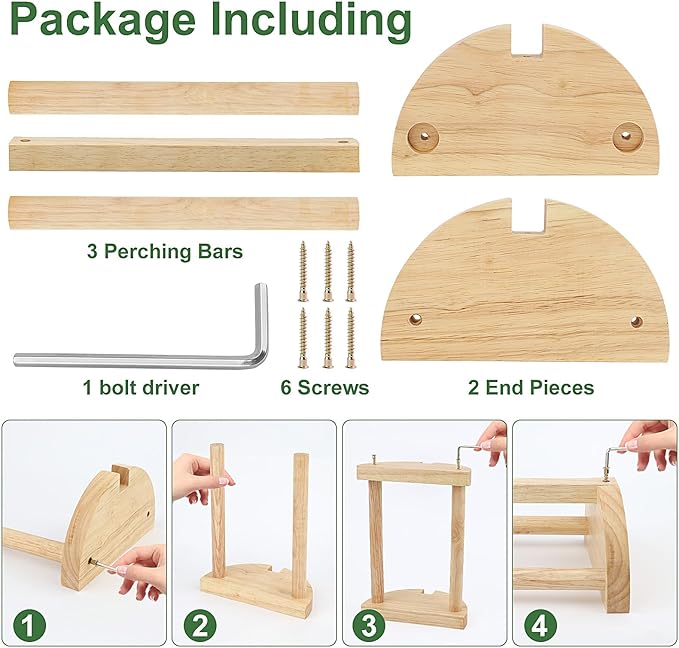Chicken Perch Chicken Roosting Bar, Chick Perch Toys for Coop and Brooder for Baby Chicks,Strong Wooden Bird Perch,Training Perch Toys for Large Bird, Parrot, Macaw, Hens (Small)