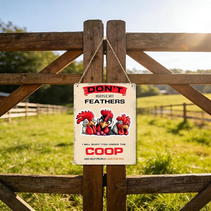 Chicken Gifts Sign Funny Chicken Coop Accessories Chicken Signs Rooster Decor for Home Farm Chicken-Coop Kitchen Garden Yard Country Decor 8x10 Inch