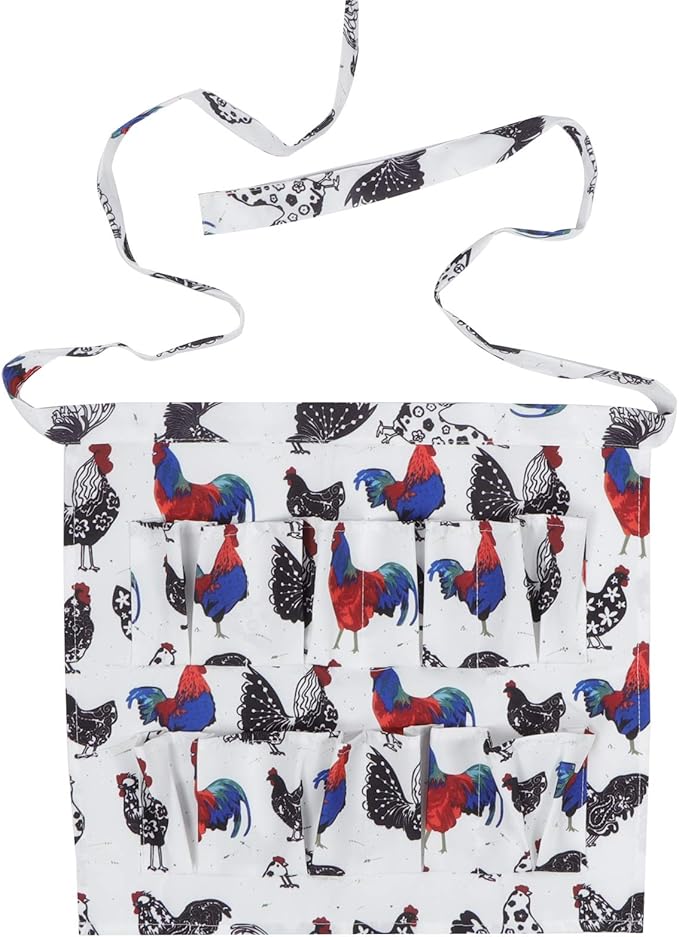 Eggs Collecting Apron, Hands Farm Apron with Multiple Pockets Gathering Polyester Durable Adjustable Strap, Collection Pockets Compatibal for Chicken Duck Eggs (2 M)