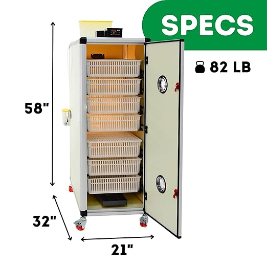 Incubators for Hatching Eggs – HB500H Egg Incubator Hatcher, Automatic & Self-Regulated Temperature & Humidity, Chicken Egg Incubator, Professional Cabinet Poultry Incubator by Cimuka