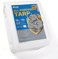 GUARD SHIELD White Tarps Heavy Duty Plus+ Waterproof 10x10 Feet, 12mil Large Tarp with Reinforced Grommets, Outdoor Cover for Roof, Car, Boat, Truck and Ground Pool
