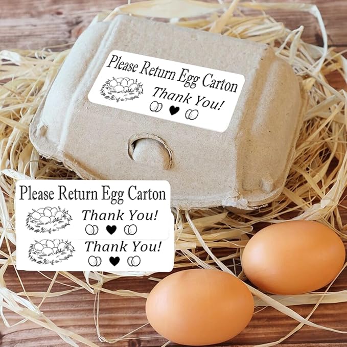 Please Return Egg Carton Labels Tags,1 x 2.65 Inch Self Adhesive Farm Fresh Eggs Carton Stickers for Packaging Box Container Carton Farm Supplies (480 pcs)