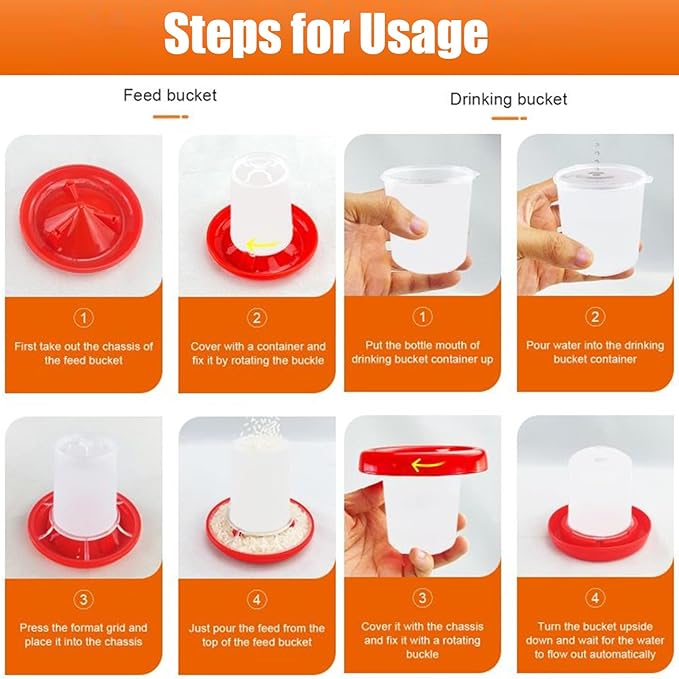 Chick Feeder and Waterer Set, 1L Baby Chicken Waterer Feeder, Baby Chicken Starter Kit, Hanging Poultry Drinker Quail Feeder, Small Coop Water Dispenser for Chickens, Turkeys, Ducks (Small Waterer)