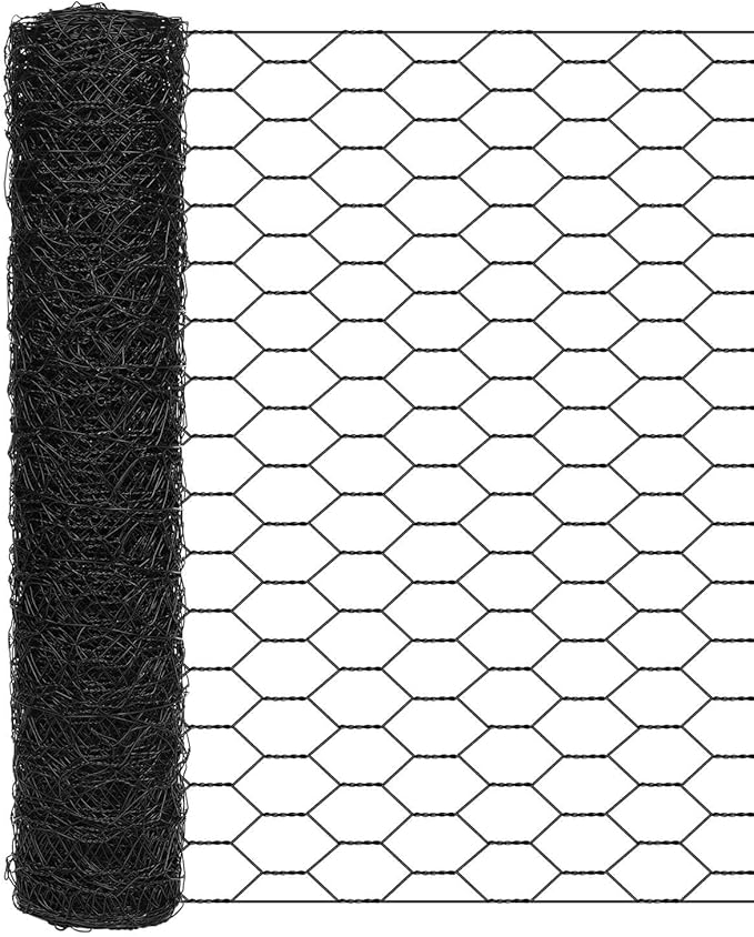vensovo Garden Poultry Black Chicken Wire - 13.7 '' × 157 '' Chicken Wire for Crafts, Garden Fence Animal Barrier, 0.8 inch Mesh Poultry Netting Fence, Pet/Rabbit/Chicken Wire Fencing