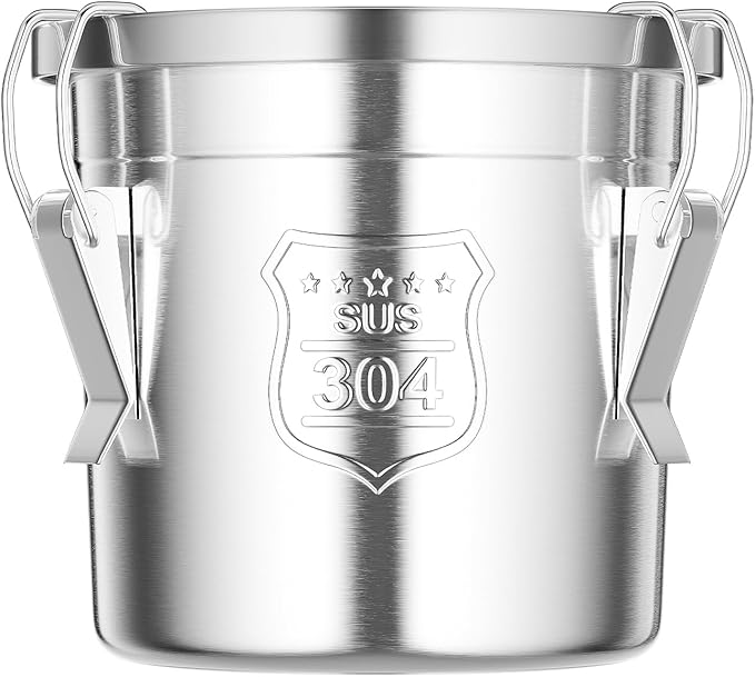 6L/1.59gal Stainless Steel Airtight Canister,Stainless Steel Storage Bucket with Airtight Lid &Locking Clamp,Durable Food Storage Canisters,Canisters Container for Flour,Grain, Oil,Rice,Sugar (6L)