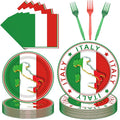 96 Pcs Italian Party Decorations, Italian Flag Plates and Napkins Party Supplies, Italian Theme Tableware Set, Red White and Green Party Decors Favors Disposable Dinnerware Serve 24 Guests
