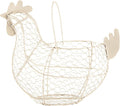 Tag 11.5 Antique White Farmhouse Rustic Vintage Chicken Wire Egg Basket With Handle For Egg Holder Fruit And Kitchen Living Room Home Rooster Decor Decoration Collecting And Countertop Storing Eggs