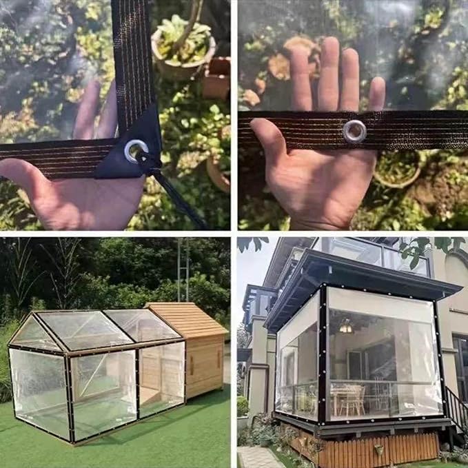 Chicken Coop Cover/Dog Kennel Roof Canopy,for Patio Enclosure, Camping, Outdoor Tent Cover,Transparent Waterproof Tarpaulin ﻿(3x7 ft (1x2m))