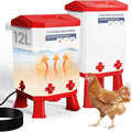 3.2 Gallon Heated Chicken Waterer with 4 Nipple Drinkers - Adjustable Height, BPA-Free, Freeze-Proof, 110V Electric, Suitable for Chickens, Ducks, Geese & Quails,12L (2)