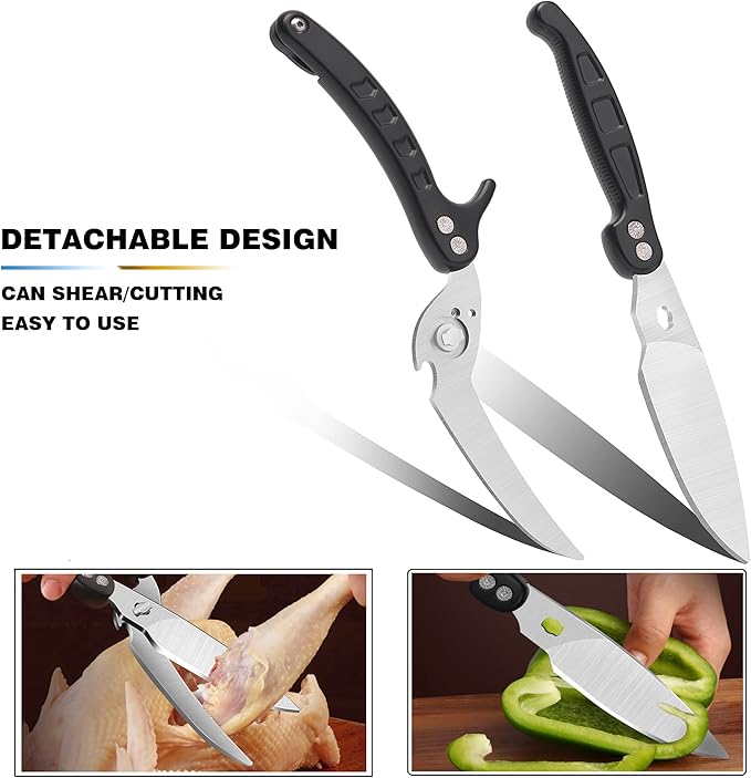 Poultry Shears Scissors Heavy Duty,Kitchen Shears,Multi-purpose Stainless Steel Kitchen Scissors for Christmas Turkey Food , Chicken,Fish,Meat,Separable easy to clean thoroughly,Dishwasher Safe.