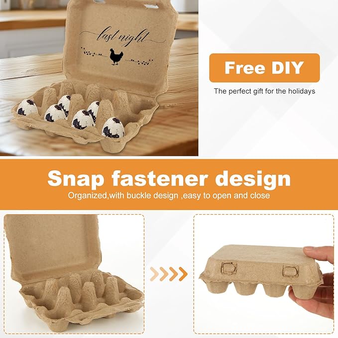 50 PCS Pulp Quail Egg Cartons 12 Count 3X4 Quail Egg Box One Dozen Quail Egg Holder Reusable Cardboard Quail Egg Carton with a Quail Eggs Scissor